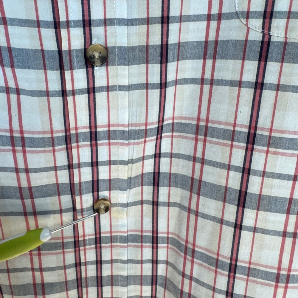 King Size Mens White Red Plaid Dad Core Short Sleeve Button Down Shirt Size 3XLg - Picture 3 of 10